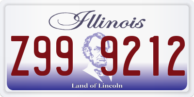 IL license plate Z999212