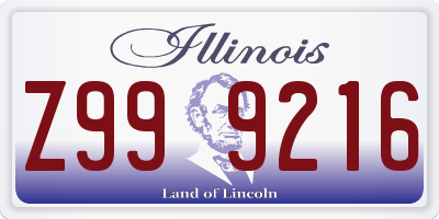 IL license plate Z999216