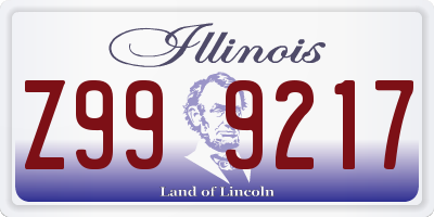 IL license plate Z999217