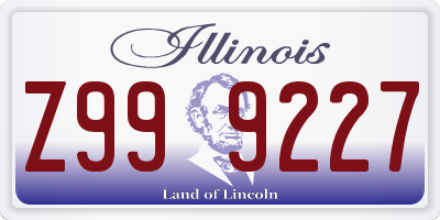 IL license plate Z999227