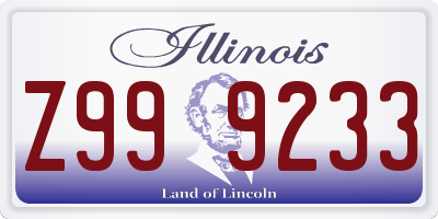 IL license plate Z999233