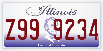 IL license plate Z999234