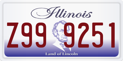 IL license plate Z999251