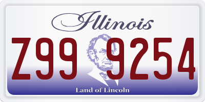 IL license plate Z999254