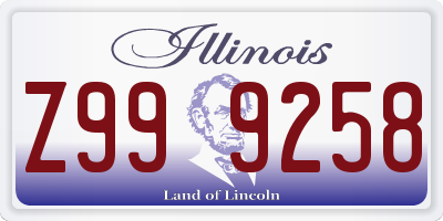 IL license plate Z999258