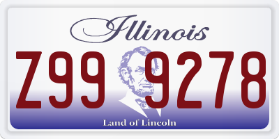 IL license plate Z999278