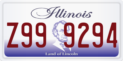 IL license plate Z999294