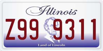 IL license plate Z999311