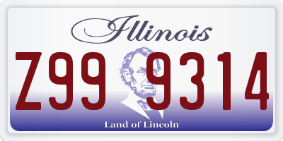 IL license plate Z999314