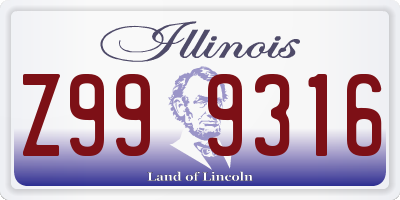 IL license plate Z999316