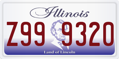 IL license plate Z999320