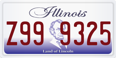 IL license plate Z999325