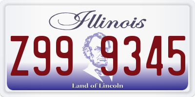 IL license plate Z999345