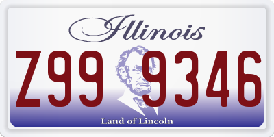 IL license plate Z999346