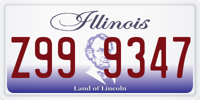 IL license plate Z999347