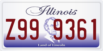 IL license plate Z999361