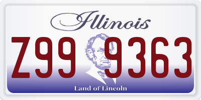 IL license plate Z999363