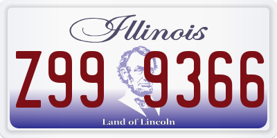 IL license plate Z999366