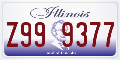 IL license plate Z999377