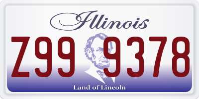 IL license plate Z999378