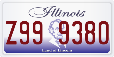 IL license plate Z999380