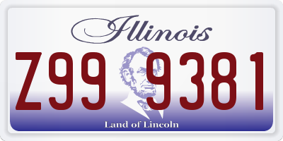 IL license plate Z999381