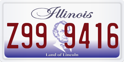 IL license plate Z999416