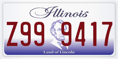 IL license plate Z999417