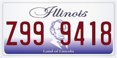 IL license plate Z999418