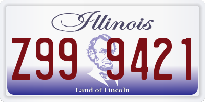 IL license plate Z999421