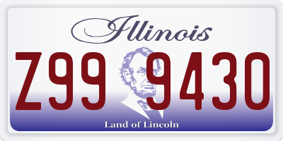 IL license plate Z999430