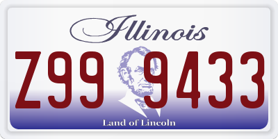 IL license plate Z999433