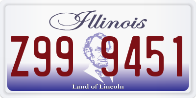 IL license plate Z999451