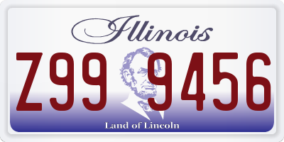 IL license plate Z999456