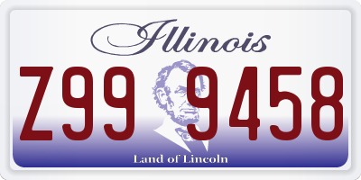 IL license plate Z999458