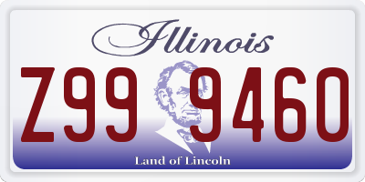 IL license plate Z999460