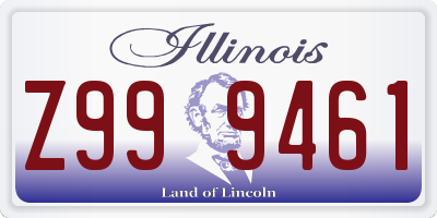 IL license plate Z999461