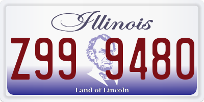 IL license plate Z999480