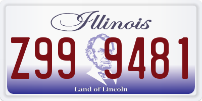 IL license plate Z999481