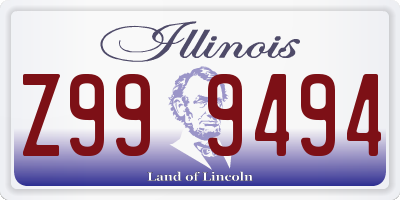 IL license plate Z999494