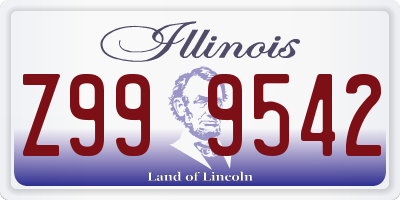 IL license plate Z999542