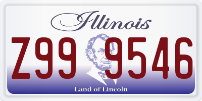 IL license plate Z999546