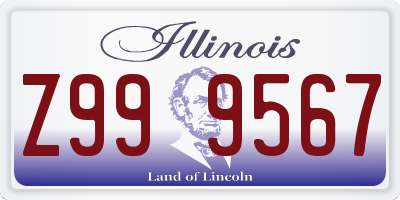 IL license plate Z999567