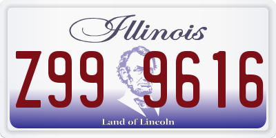 IL license plate Z999616