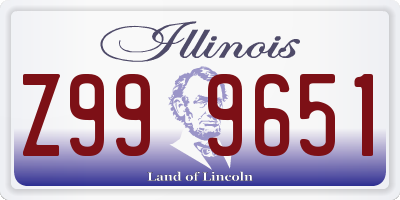 IL license plate Z999651