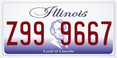 IL license plate Z999667