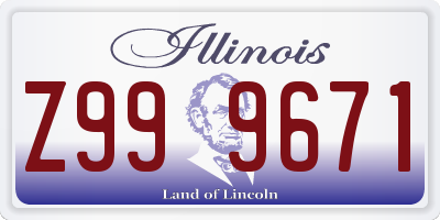 IL license plate Z999671