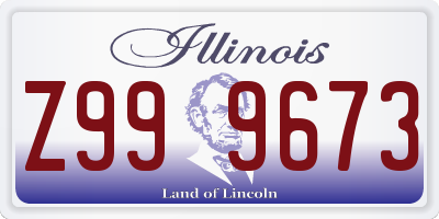 IL license plate Z999673