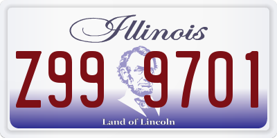 IL license plate Z999701