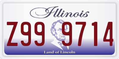IL license plate Z999714